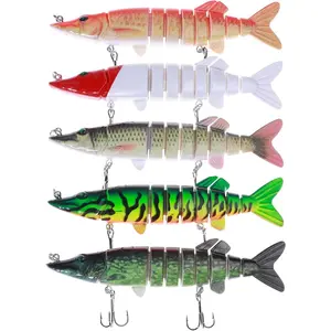 Fishing Lures, Jointed Swimbait Glide Bait for Bass, Trout & Pike – Lifelike Fishing Lure with 3D Eyes, Built-in Rattle Chamber, Triple Hook – Realistic Fishing Lures for Freshwater & Saltwater