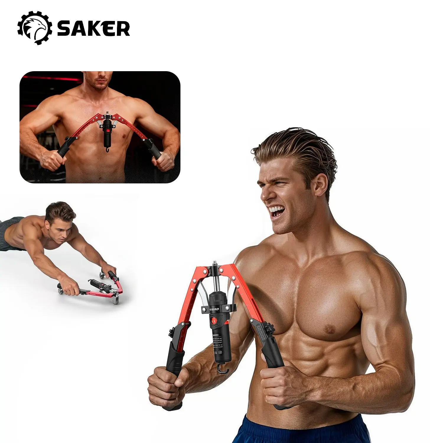 Saker Hydraulic Adjustable Power Twister Bar with Counter, Smart Chest Expander Muscle Workout Equipment for Men, Home Gym Arm Forearm Exerciser