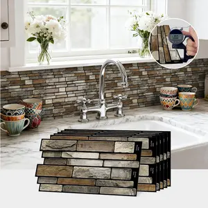 10/20/30PCS D-HTP Epoxy 3D Vintage Color Brick Tile Stickers, Self-Adhesive, Waterproof & Oil-Proof, Removable DIY Wall Decor for Kitchen Bathroom Bedroom Office Furniture