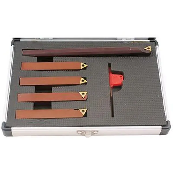 Precise 5-Piece Indexable Metalworking Kit - 1 Boring Tool, 4 Turning Tools, TCMT Inserts, Torx Wrench for Aluminium Machining, 4 Turning Tool