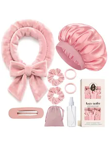 Hair-Safe Sleep Curling Iron Set for Women, Lazy Butterfly Knot Hair Rollers with Silk Ribbon