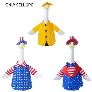 Independence Day Porch Duck Costume, Waterproof Raincoat Set, American Flag Hat, Perfect for Festive Outdoor Decor, Garden or Patio, Decoration, Complete Set