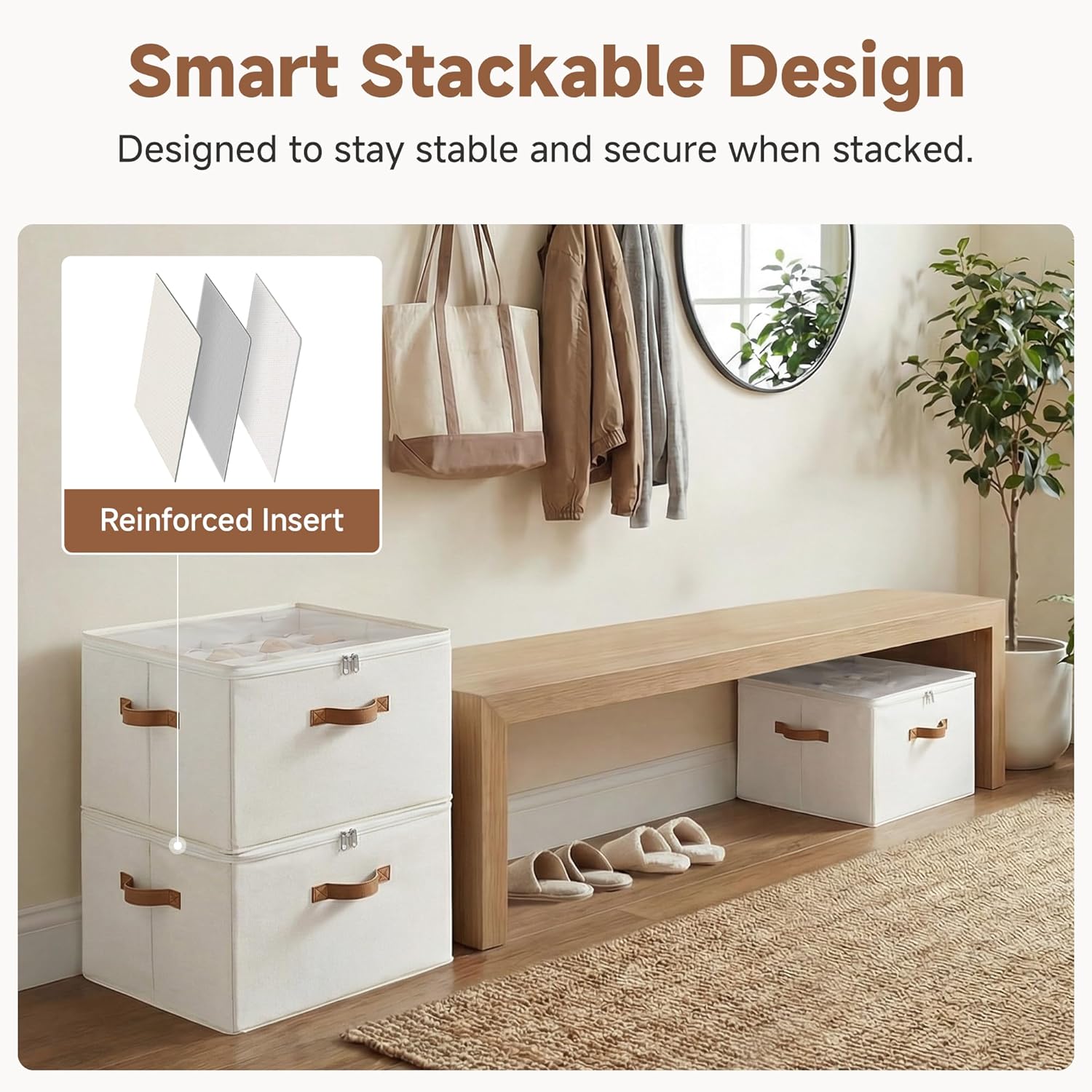 StorageWorks Foldable Shoe Organizer for Closet with Adjustable Dividers Fabric Container Stackable Bins for Boots Sneakers Fits 16 Pairs 17x17x12.5 Inches