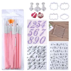 26 Piece Cake Cookie Decoration Tool Set, Letter Alphabet Biscuit Cutter, Embossing Stamp, Candy Cutting Machine, Pastry Tools Accessories