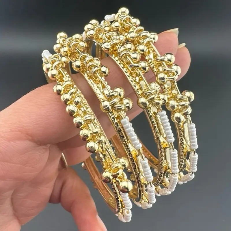 4 Pearl & Ghunghroo Mix bangles-