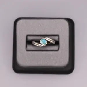 Sterling Silver Stone Ring - Turquoise Swirl