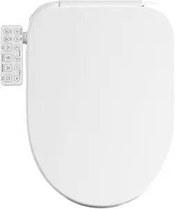 Electric Bidet Toilet Seat Elongated, Heated Smart Toilet Seat with Side Control, Instant Warm Water, Multiple Washing Modes, Warm Air Dryer, Self-Cleaning Nozzle, Quiet-Close Lid, Night Light