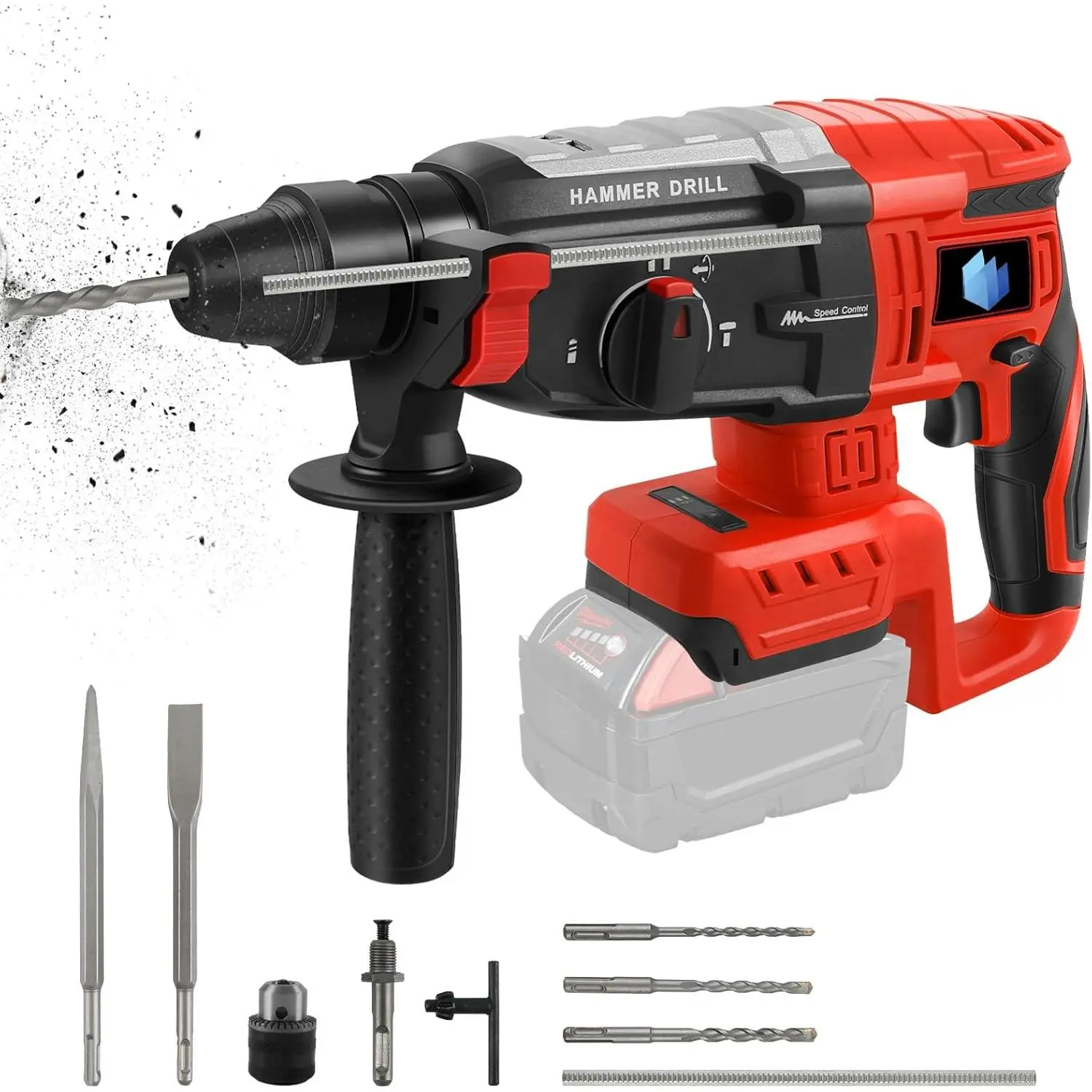 Cordless Rotary Hammer Drill (Tool Only) – M18 Milwaukee-Compatible Rechargeable Wireless Lithium Power Drilling Tool, 2.6J Impact, SDS-Plus Chuck & Bit, 4-Mode Brushless Motor (Battery Not Included), Power Drilling Tools, Rechargeable Drill