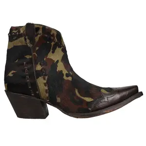 Tony Lama Womens Anahi Camo Snip Toe  Casual Boots Ankle Mid Heel 2-3" - Brown