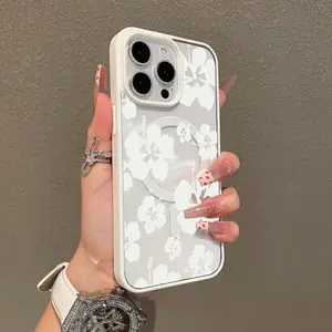 Premium Magnetic Case for iPhone11/12/13/14/15/16/17/promax Simple White Flowers y2k cased MagSafe Ready, Anti-Fall, Springtok and Ultra-Thin Design |     Perfect for Everyday Use Protector Screen Protector