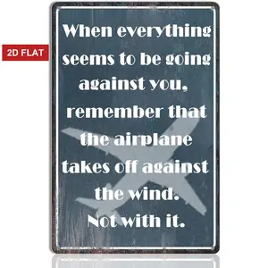 Aviation Wall Art - Vintage Airplane Decor Sign, Home Decoration, with Motivational Quote, Inspirational Metal Plaque for Pilot Lounge, Pilot Gifts, and Aviation Enthusiasts, 8x12 Inch