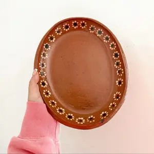 Oval Barro Traditional Dinner Plate Clay Rustic Design for Home & Special Occasions Enhances Dining Experience Dish