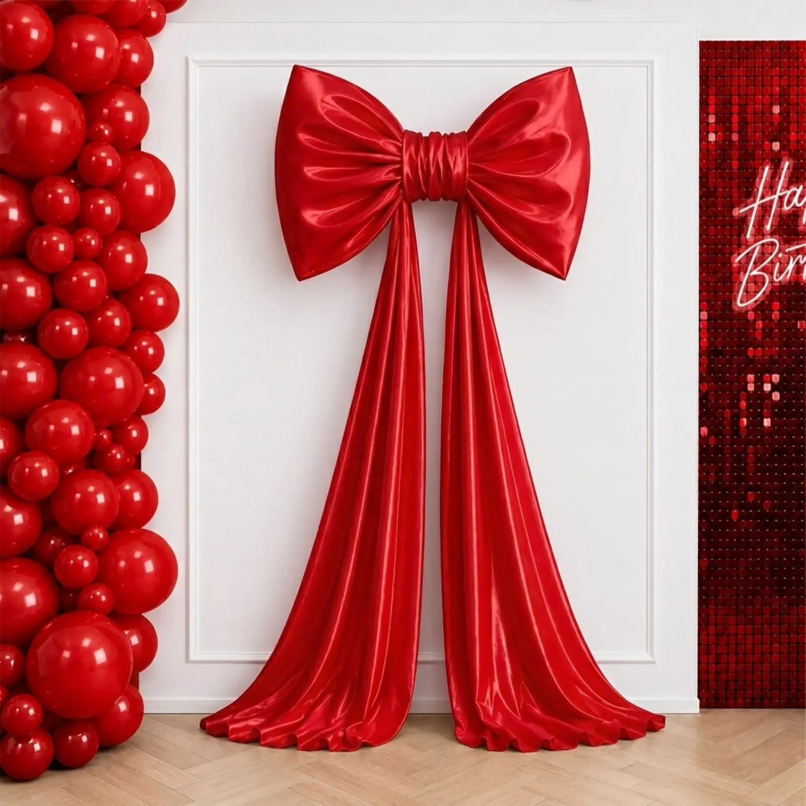 10ft Giant Satin Bow Backdrop Decor, Red – Weddings, Birthdays & Baby Showers