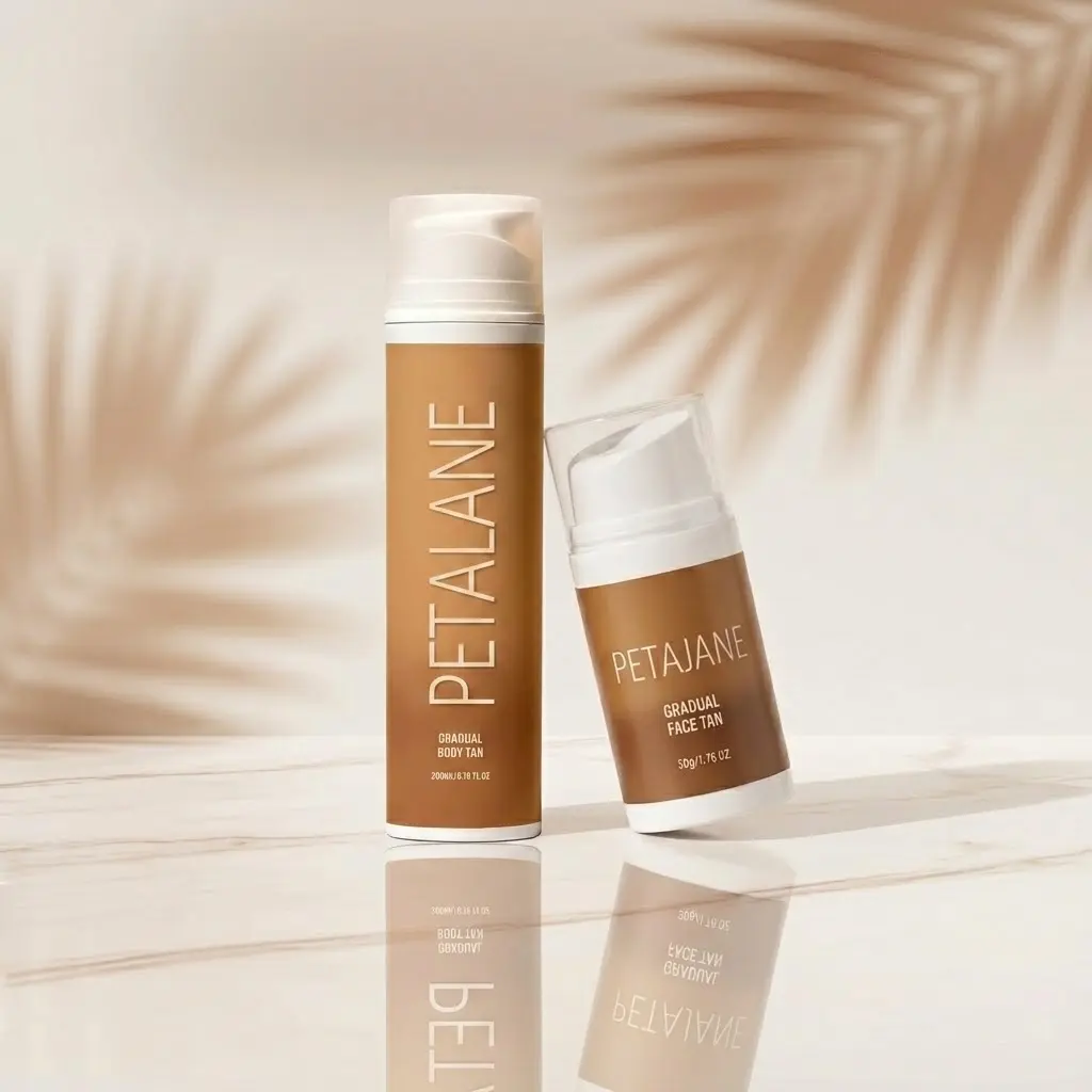 PETAJANE Gradual Body Tan Lotion - Natural Sunkissed Glow Self Tanner, Non-Sticky & Streak-Free Daily Body Moisturizer with Caramel Dye