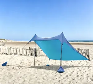 7×7 FT Beach Canopy Tent, Portable Waterproof Sun Shade for 3-4 People, Outdoor Shelter with Sandbags & Poles for Camping, Backyard, Picnics