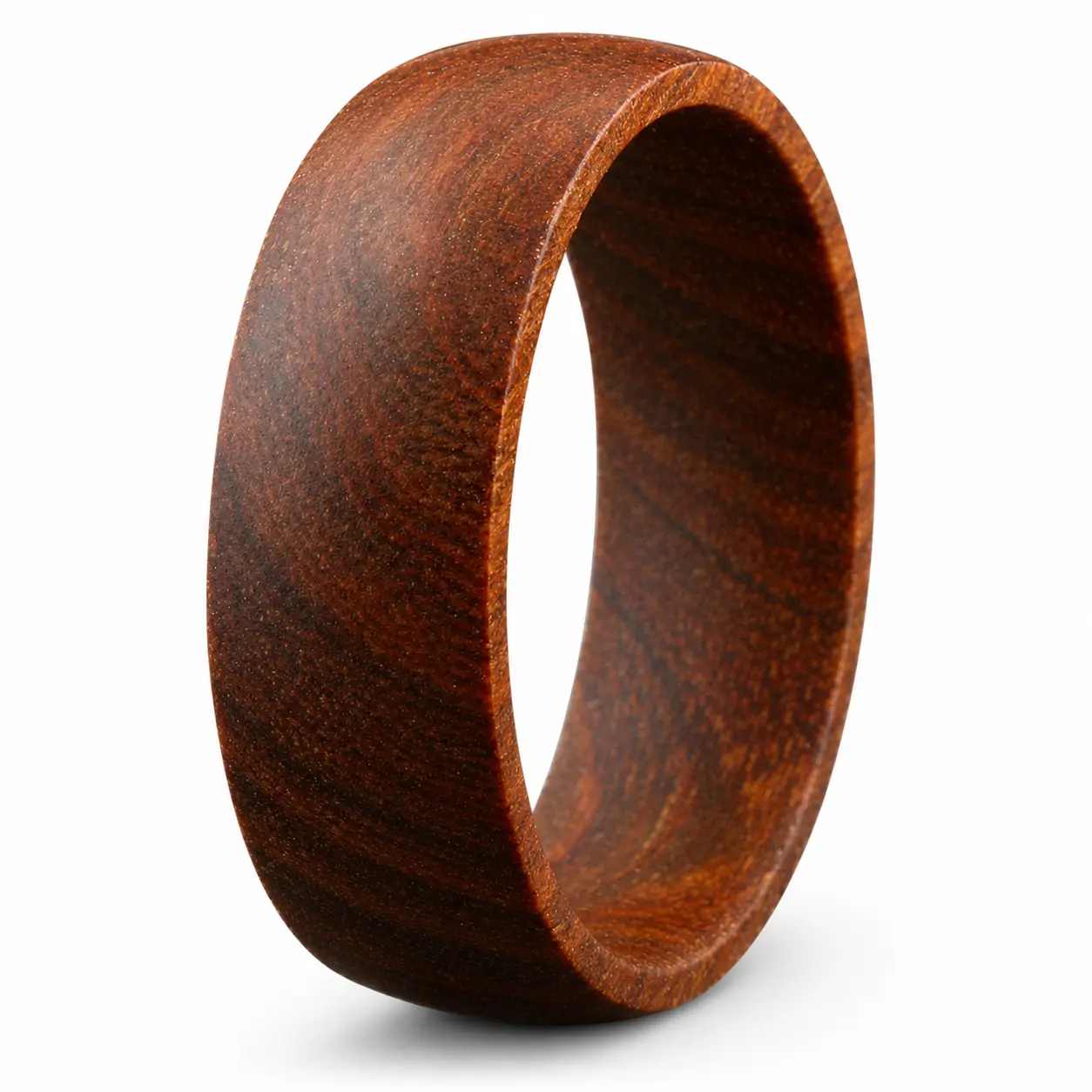 Hawaiian Koa Wood Band Ring, Classic Domed Wedding Band for Men & Women with Comfort-Fit, Natural Grain Wedding Gift, 6mm or 8mm, Wedding Gifts, Classic Band Rings