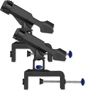 2 Pack Fishing Boat Rods Holder, 360  Rotation Adjustable Fishing Rods Racks, Large Clamp Opening Folding Rod Holder for Canoe, Kayaks, Easy Installation, Bonus Screws