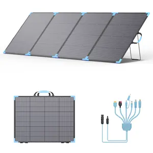 E-POWO 220W 400W 440Watt Bifacial Solar Panel for Outdoor Use, Foldable ETFE Solar Charger with Dual-Sided Power, IP68 Waterproof, Compatible with Portable Power Stations for Camping and Off-Grid Living Monocrystalline
