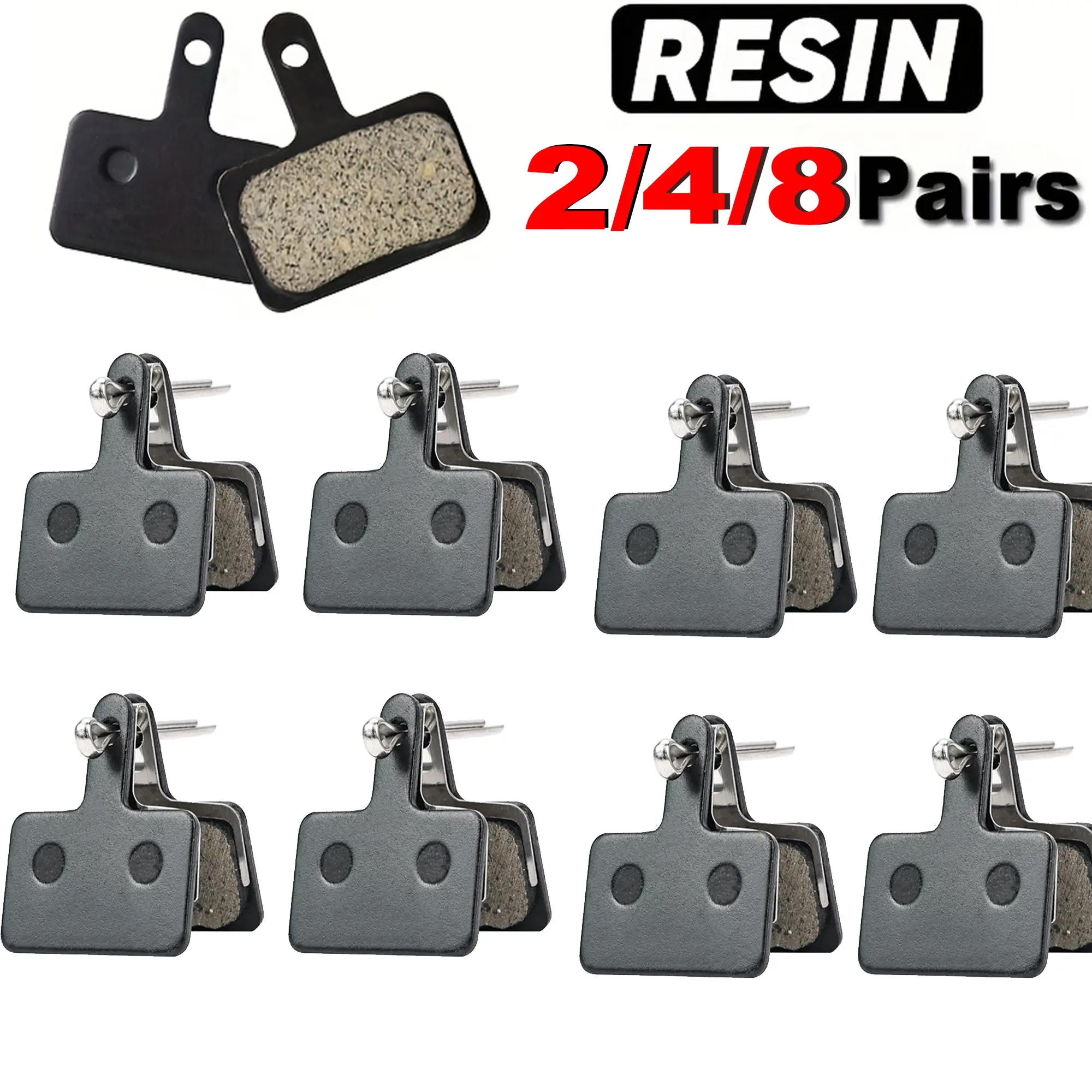 Resin Brake Pads Disc Brakes Metal Resin Brake Pads Compatible with Shimano, Durable and Reliable Brake Components for Cycling Bicycle Parts Brakes MTB