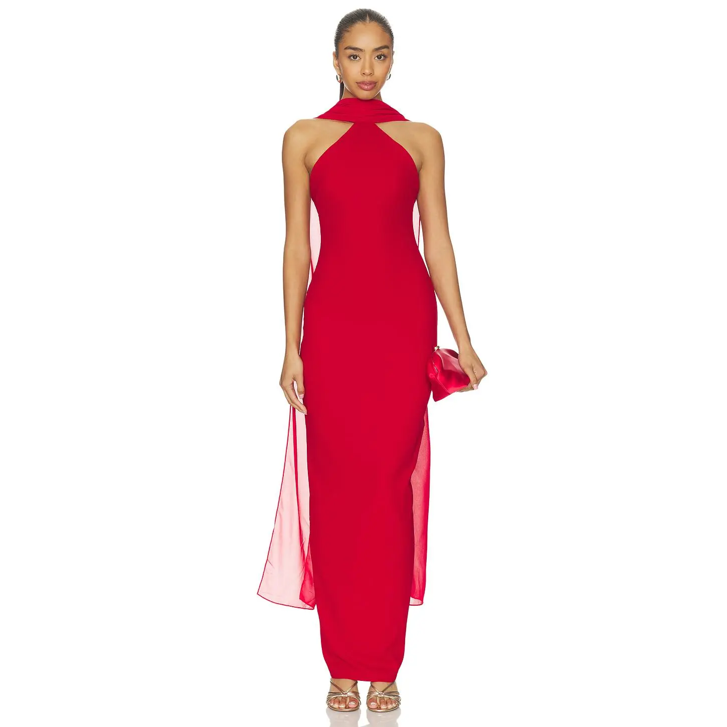 Nookie Martini High Neck Gown in Red