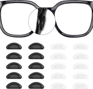 (10Clear+10Black) 20 Pairs Stick On Silicone Nose Pads for Eyeglasses Sunglasses Anti-Slip Thin Nose Pads Adhesive Secured Fit Soft Comfortable Anti-Slip Surface