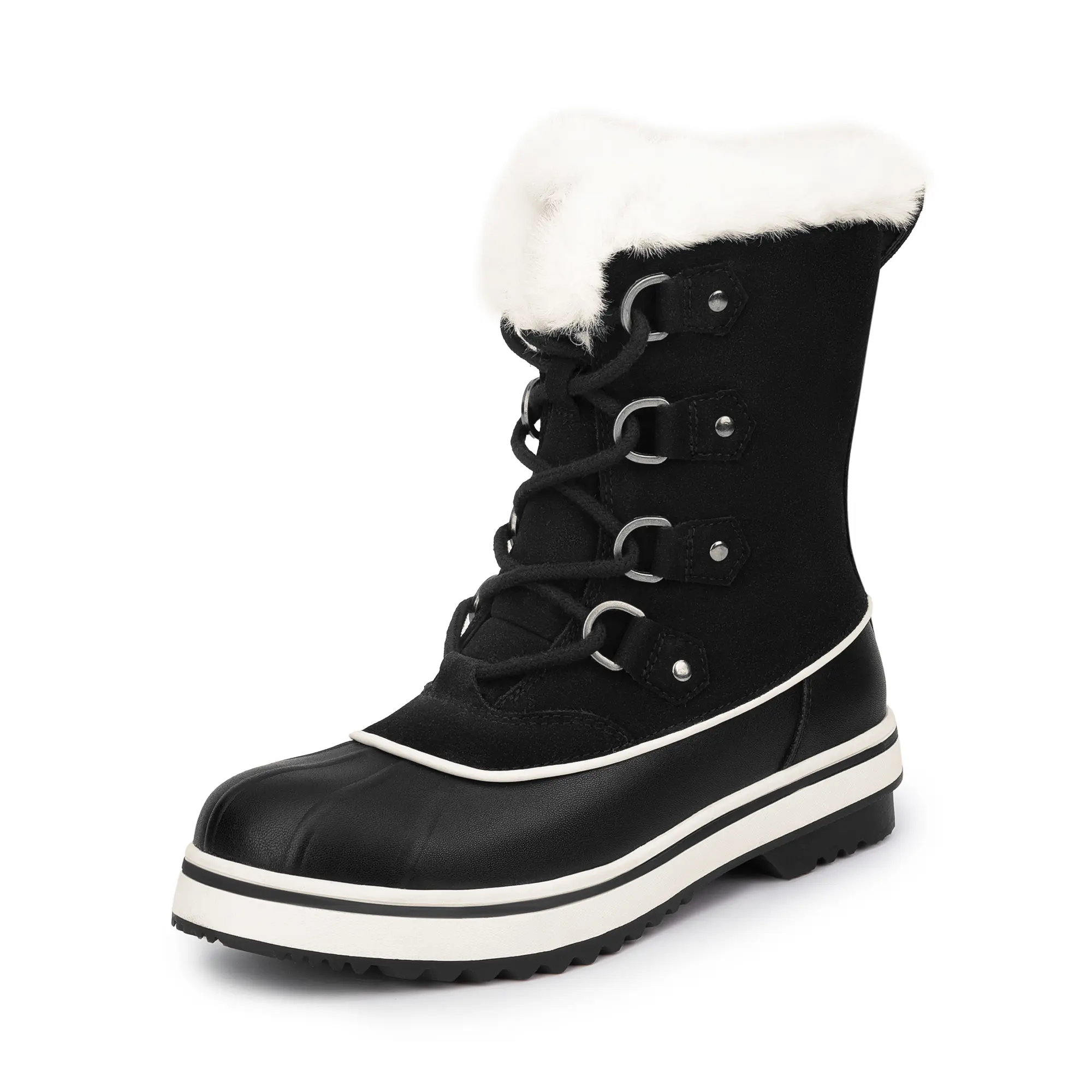 DREAM PAIRS Women's Mid-Calf Waterproof Suede Snow Boots, Faux Fur Lined Lace-Up Anti-Slip Warm Footwear for Outdoor Use