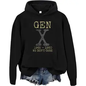 NewGeneration X Hoodie, Gen X 1965 1980 We Don't Care Hoodie Unisex Classic Cotton Fabric