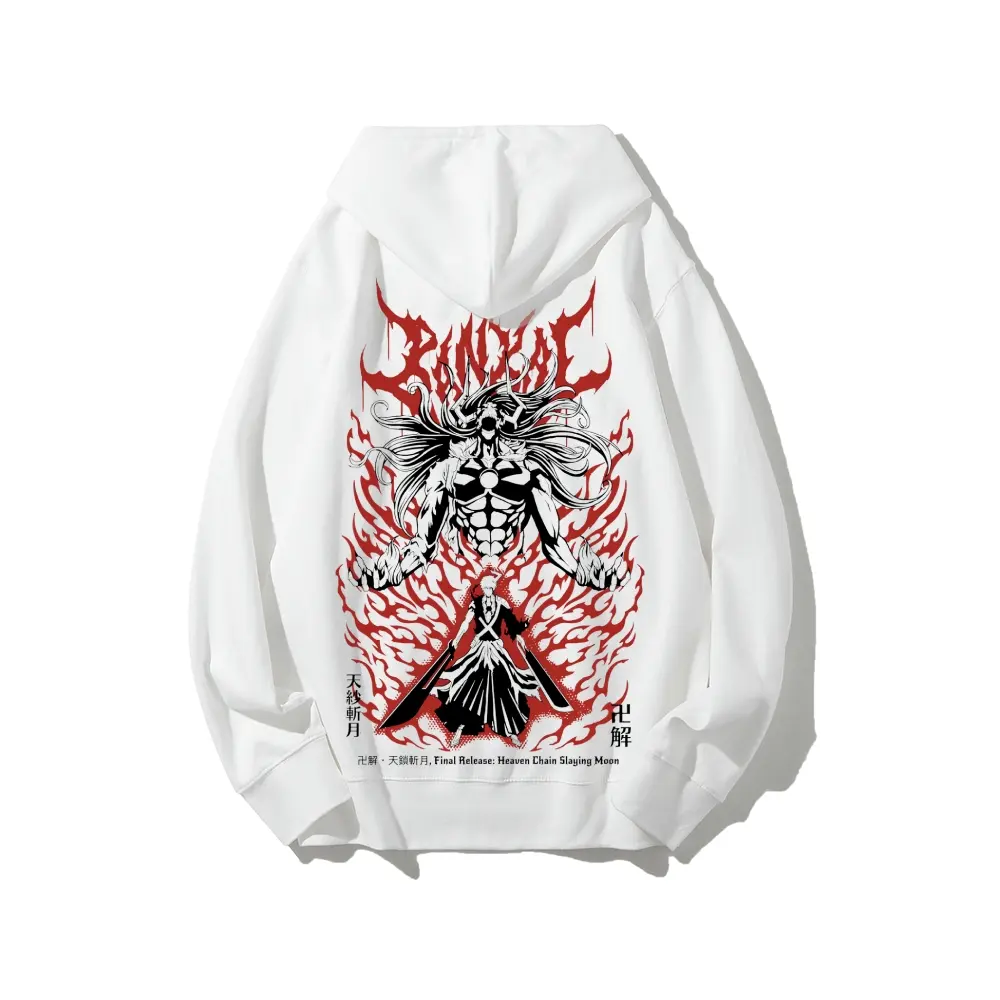 Bleach Kurosaki Ichigo Hollow Mask Zangetsu Hoodie Cotton Pullover Heavyweight Streetwear Unisex Casual Daily Fan Essential Gift Solid Cotton Collection