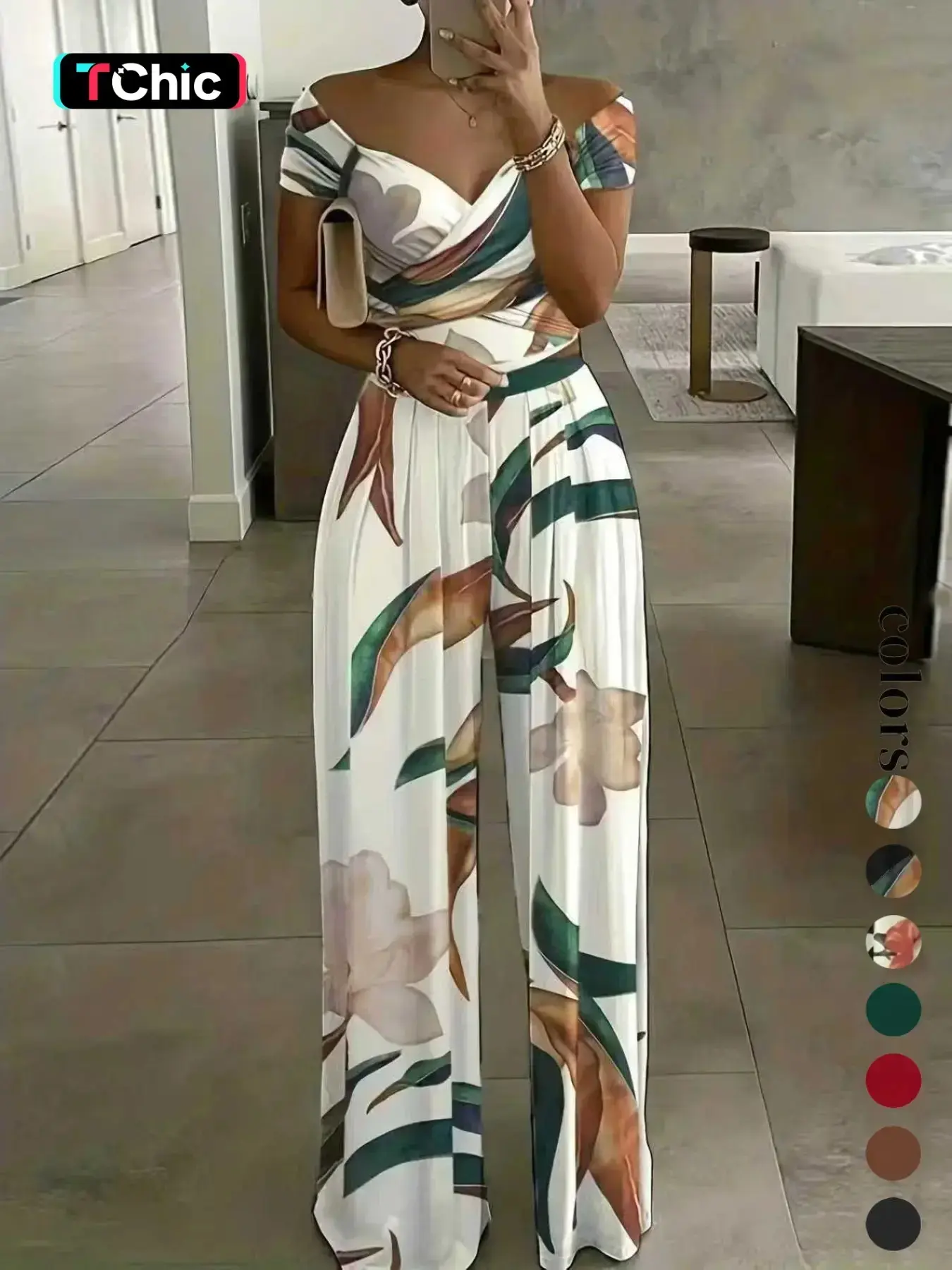 Women's Floral Print One Shoulder Wrap Jumpsuit, High Waist Fitted Long Pants, Boho Chic Style Cap Sleeve, Sexy Fashion for Women, Breathable, Bohemian