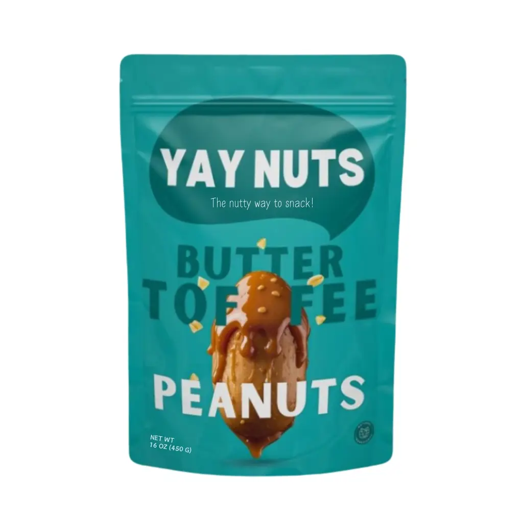 Yay Nuts Butter Toffee Peanuts - 1 lb, Butter Toffee Coated Peanut Nuts, Delicious and Sweet Nut Snacks Crunchy, Peanut Nut Snack Packs for School, Of