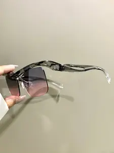 Trendy and Stylish Glasses, Y2K Half-Frame Decorative Eyeglasses, Novelty Hollow-Frame Legs Eyeglasses for Men and Women