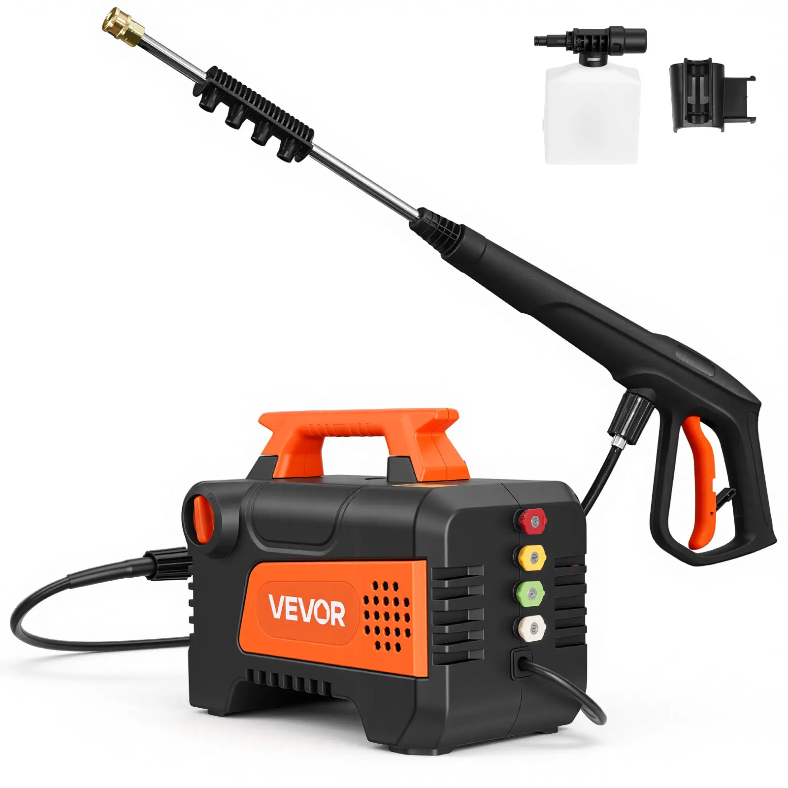 【summerfinds】VEVOR Electric Pressure Washer, 1958 Max PSI 2.5 Max GPM, Portable Power Washer with 4 Nozzles, Metal Extension Wand, Commercial-Grade 5-Piston Plunger Pump, High Pressure for  Cars,Driveways,Patios, Portable Pressure Washer