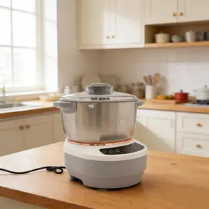 CNCEST 5L Automatic Dough Kneading Machine - 200W US Standard Tabletop Commercial Dough Mixer with Time, Digital Control, Timer, Ferment Function, 304 Stainless Steel & Accessories for Home Bakery, Silver