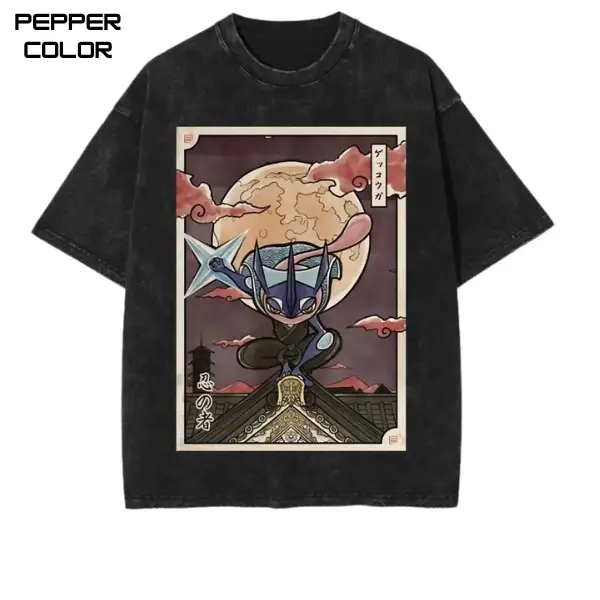 Greninja Picture Graphic T-Shirt, PKM Shirt, Anime Vintage T-Shirt, Anime Merch, Unisex Streetwear Tee, cotton crewneck shirt, Trending, All Size, Gift PKM Anime fans Menswear Top Hoodie Tropical