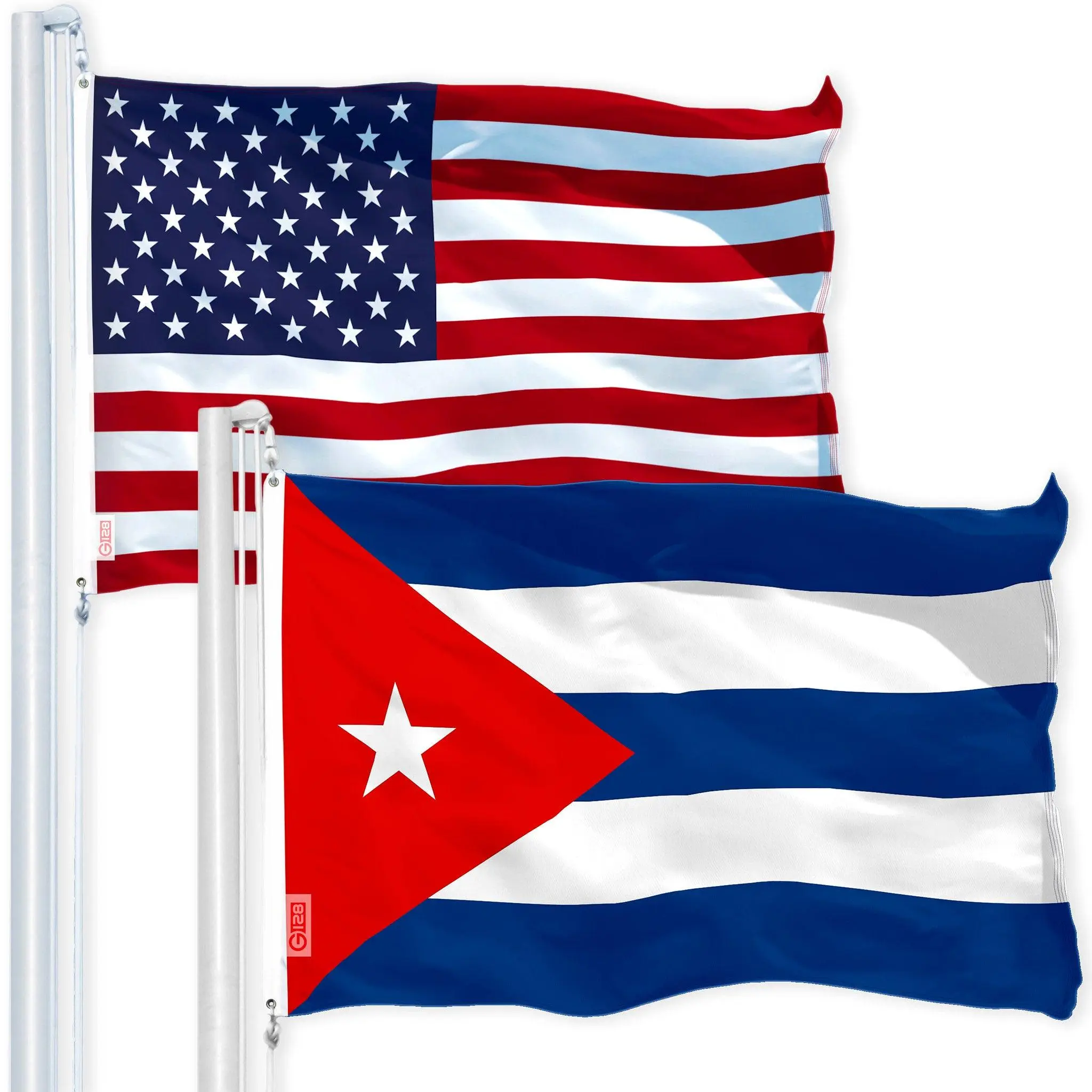 Combo Pack: 3x5 Ft 150D Printed USA Stars & Cuba Flags, Holiday Party Decor, Home Decor Banner, Independence Day Decoration, Hanging Gift, Patriotic Gear