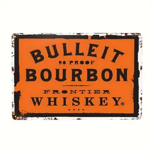 Vintage Metal Whiskey Sign, Wall Decor with Pre Drilled Holes for Bar Pub Cafe Home Garage Man Cave, Retro Bourbon Art, Wall Metal Plaque, Decorative Plaque
