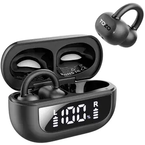 TOZO OpenEarRing True Open Ear Headphones, Lightweight Open Ear Clip Wireless Earbuds, Bluetooth Sports Black Headset Audio Electronic Charging Chargeable Water Proof noisecancellingheadphones headphones bluetooth Digital Protection