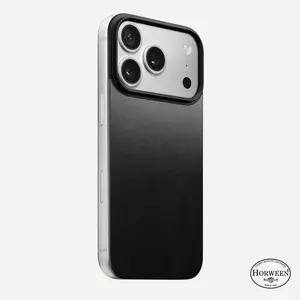 NOMAD Magnetic Leather Back for iPhone 17 Pro Black Horween MagSafe & Qi2 Compatible 2.2mm Raised Camera Ring Protective Case