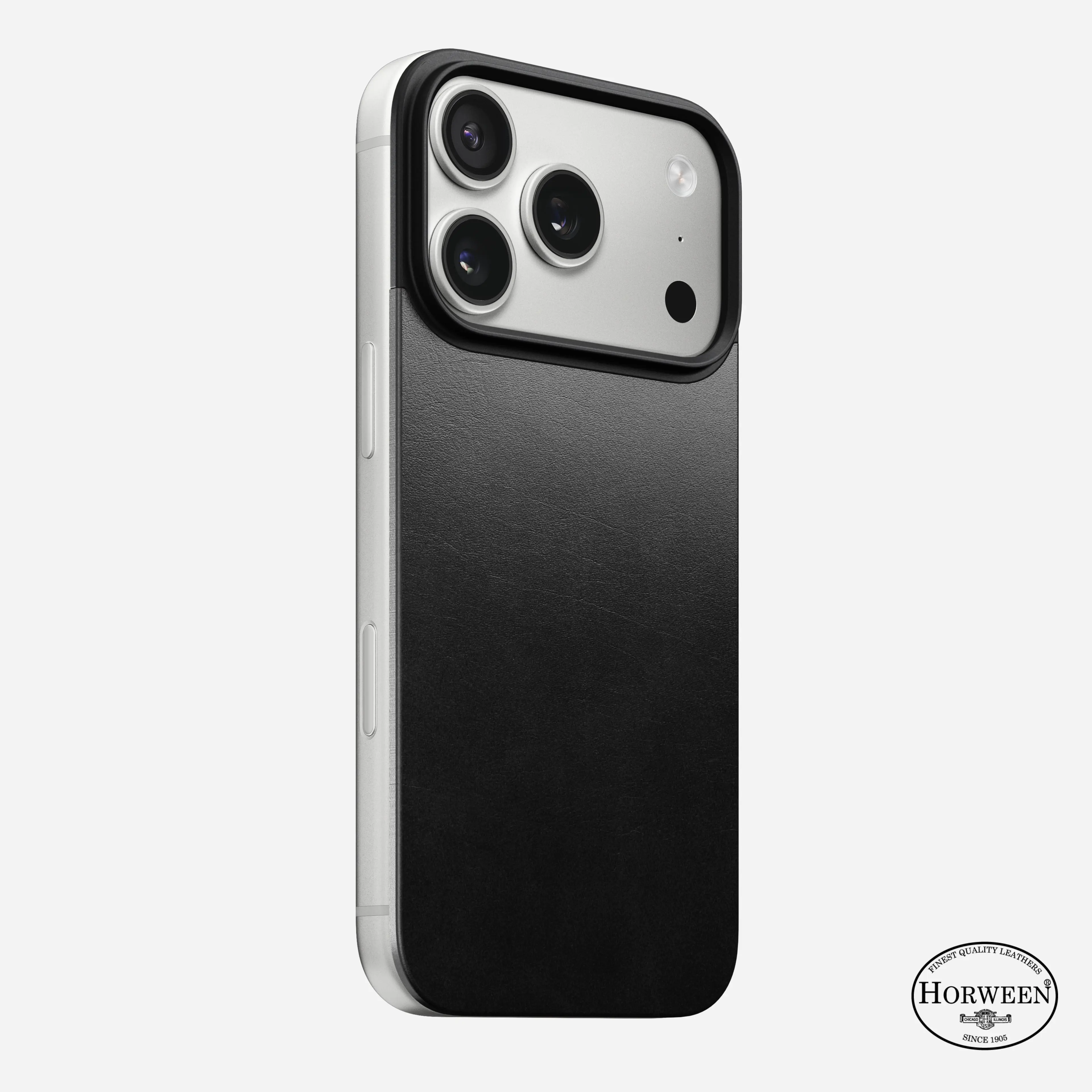 NOMAD Protective Magnetic Leather Back Case for iPhone 17 Pro (Black Horween) - MagSafe Compatible with MagSafe, Qi2 Charger Compatible, 2.2mm Raised Camera Ring Protection, Rugged Patina Cellphone Accessory, Wireless Charging