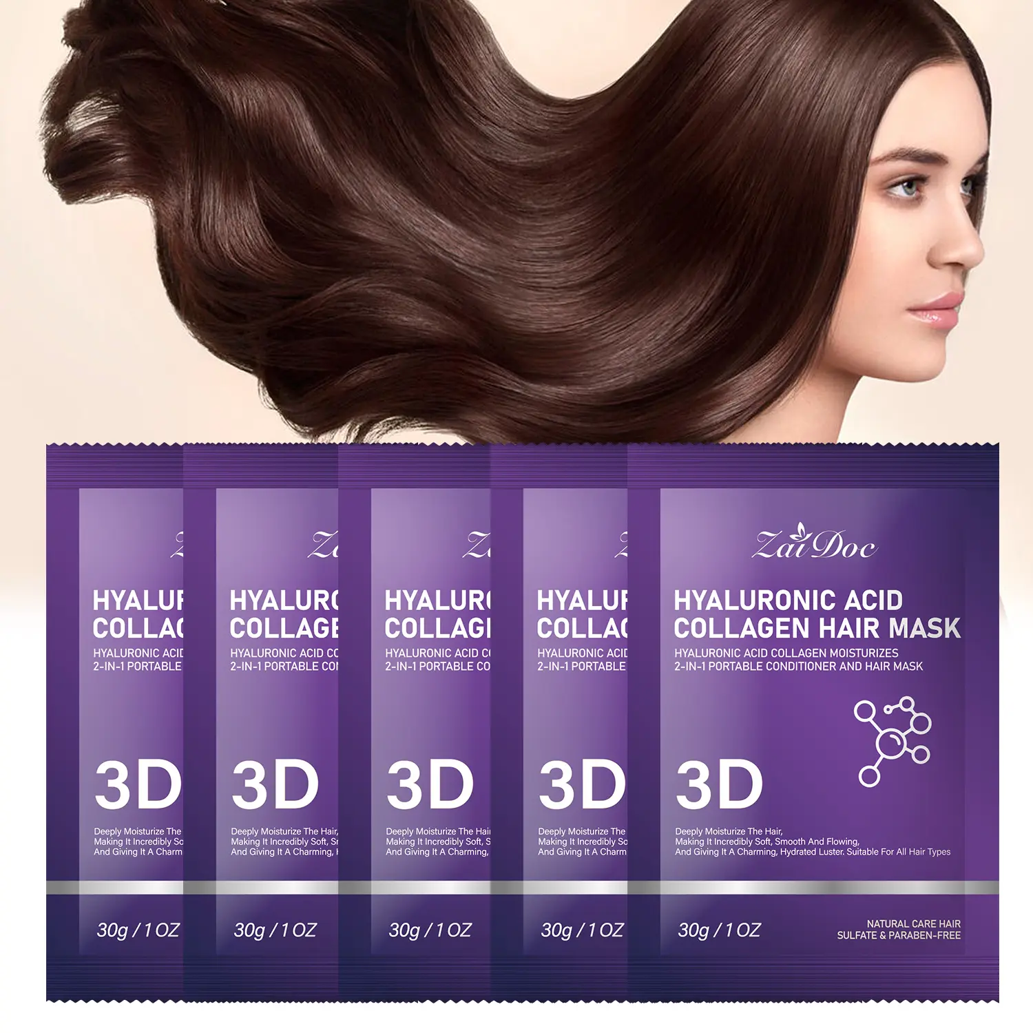 Collagen Hair Mask 30ml— Nourish hair and smooth frizz for silky tresses. Lightweight and non-greasy, suitable for all hair types. Long-term use hydrates and boosts shine, easing tangles and dryness for gorgeous hair look.