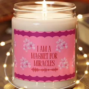 Soy Candle, "Im a magnet for miracles" Candle, Cottage Style Home Decor, Relaxation Candle, Lavender Candle, Aromatherapy Candle,