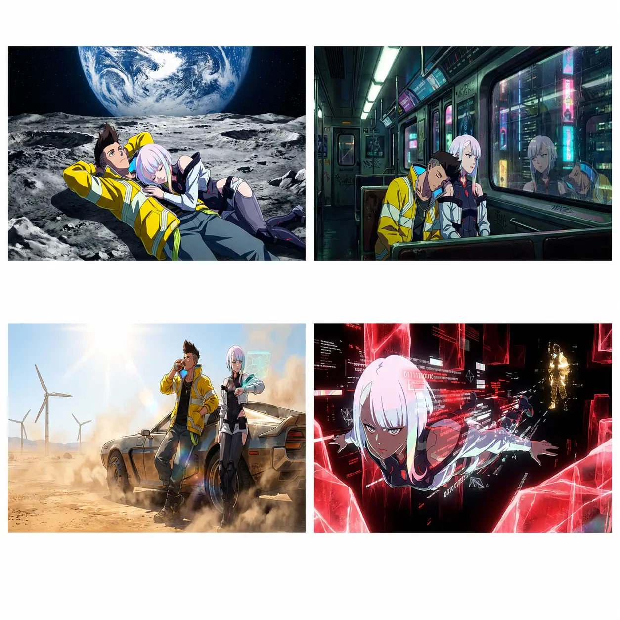 Cyberpunk Edgerunners David & Lucy Anime Wall Art Poster, Sci-Fi Canvas Print, Bedroom, Gaming Room, Dorm, Office Decor living bedroom wall