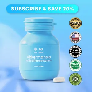 Neumina Akkermansia 60 Billion with Bifidobacterium Supplement for Gut Harmony & Daily Vitality Vegan Non-GMO 30 Servings Made In USA