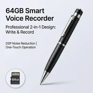 64GB Smart Digital Voice Recorder Pen, with clear sound quality, suitable for work, study, and meetings # Voice-activated recorder, metal body, portable and compact tech gadget, USB high-precision interview recording device