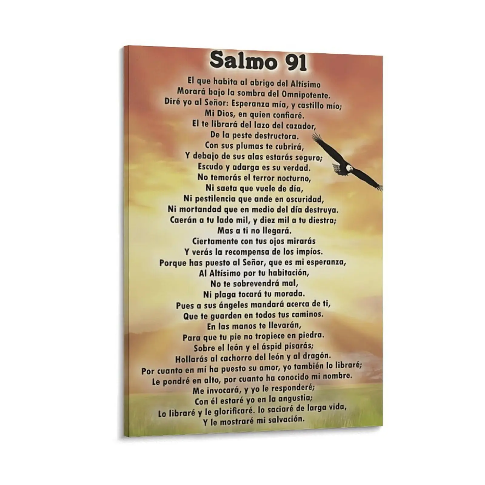 Spanish Psalm 91 Bible Verses Unique Artwork Canvas Print - Home Decor Poster for Room Aesthetics, Photographic Wall Art