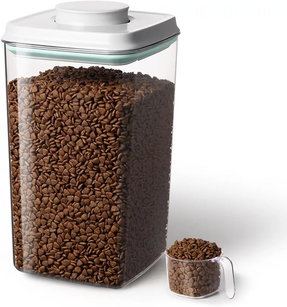 Dog Food Storage Container with 130ml Scoop – 4L/4.2qt Airtight Dog Food Container for Kibble & Treats, BPA-Free Cat Food Storage Container, Stackable Pop Lid Plastic Container with LidGift.