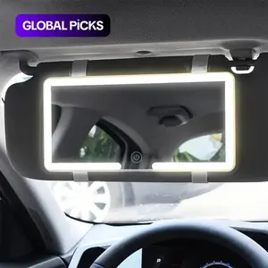 Car Sun Visor LED Mirror, Touch Control Dimmable Car Interior Mirror, Rechargeable Car Dashboard Mirror, Auto Accessories #GLOBAL PICKS