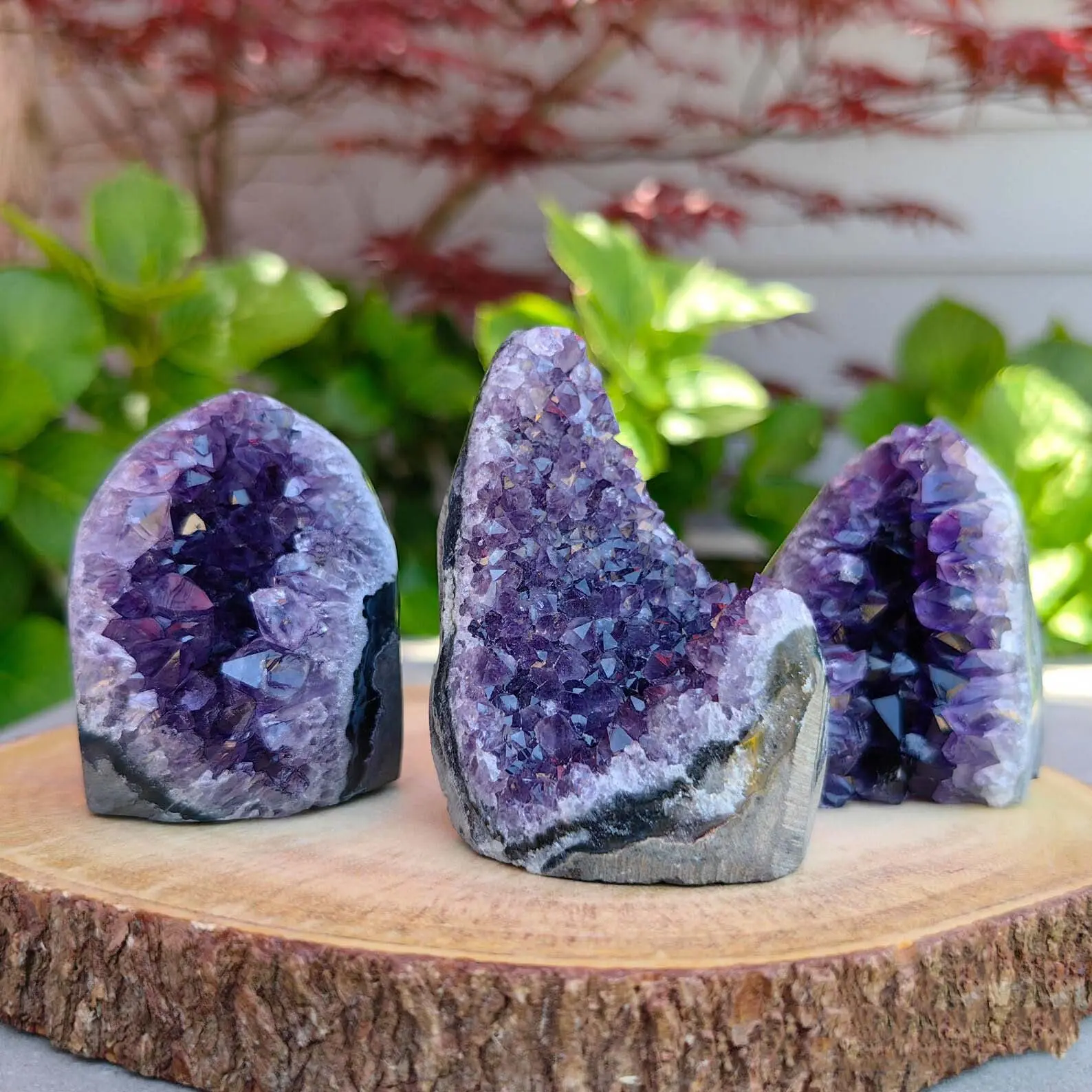 260g+ Natural Raw Uruguay Amethyst  Cut Base Crystal Geode Quartz Cluster Specimens Healing Reiki Home Ornaments Collections, Natural Crystal Stones, Healing Crystals