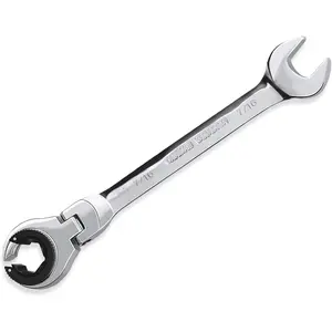 ?1PCS 7/16 Open Flex- Ratcheting Wrench, SAE Ratcheting Spanner with 72 , Chrome Vanadium Steel Tubing Ratchet Spanner