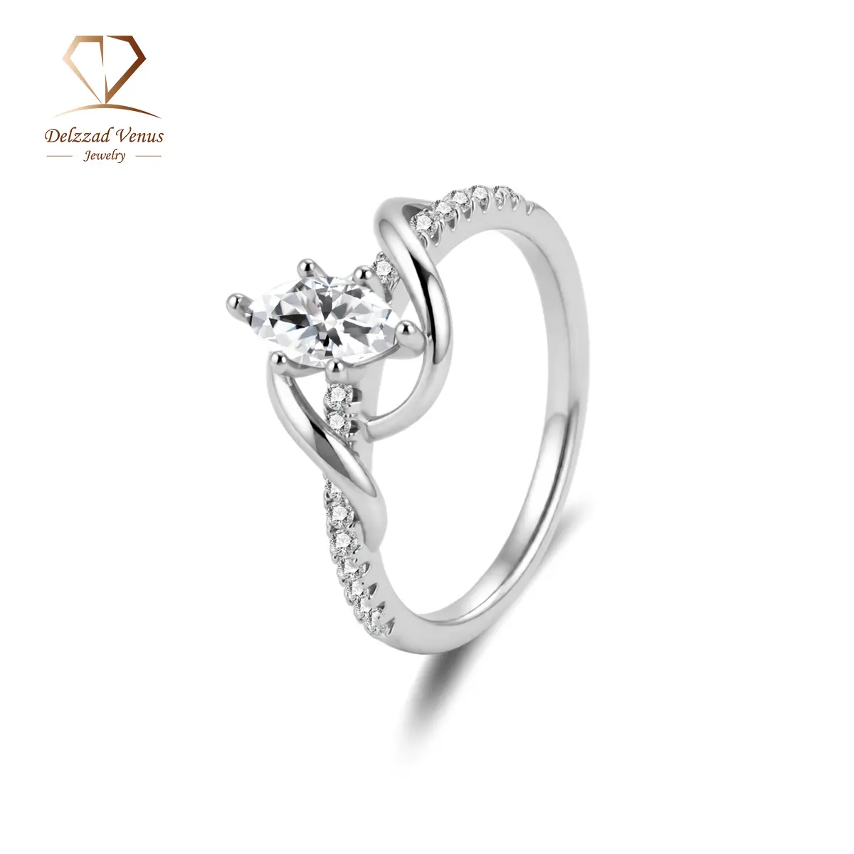 Delzzad 0.6ct Intertwined Fate Ring Wrapped in Love Band Ring Marquise Cut Engagement Ring VVS Synthetic Moissanite Ring Jewelry Copper Band Perfect Birthday Engagement Wedding Anniversary Christmas Valentine's Day Mother's Day Gift